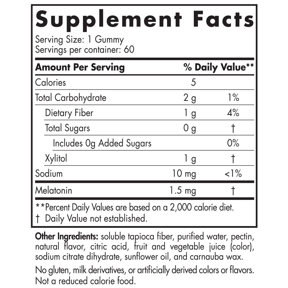 Zero Sugar Melatonin Gummies 1.5 MG 60 Gummies Raspberry