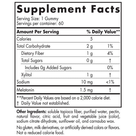Zero Sugar Melatonin Gummies 1.5 MG 60 Gummies Raspberry