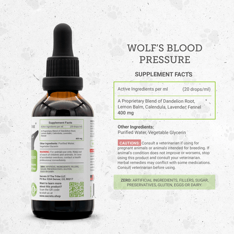 Secrets of the Tribe Wolf's Blood Pressure. Healthy Blood Pressure Support in Dogs