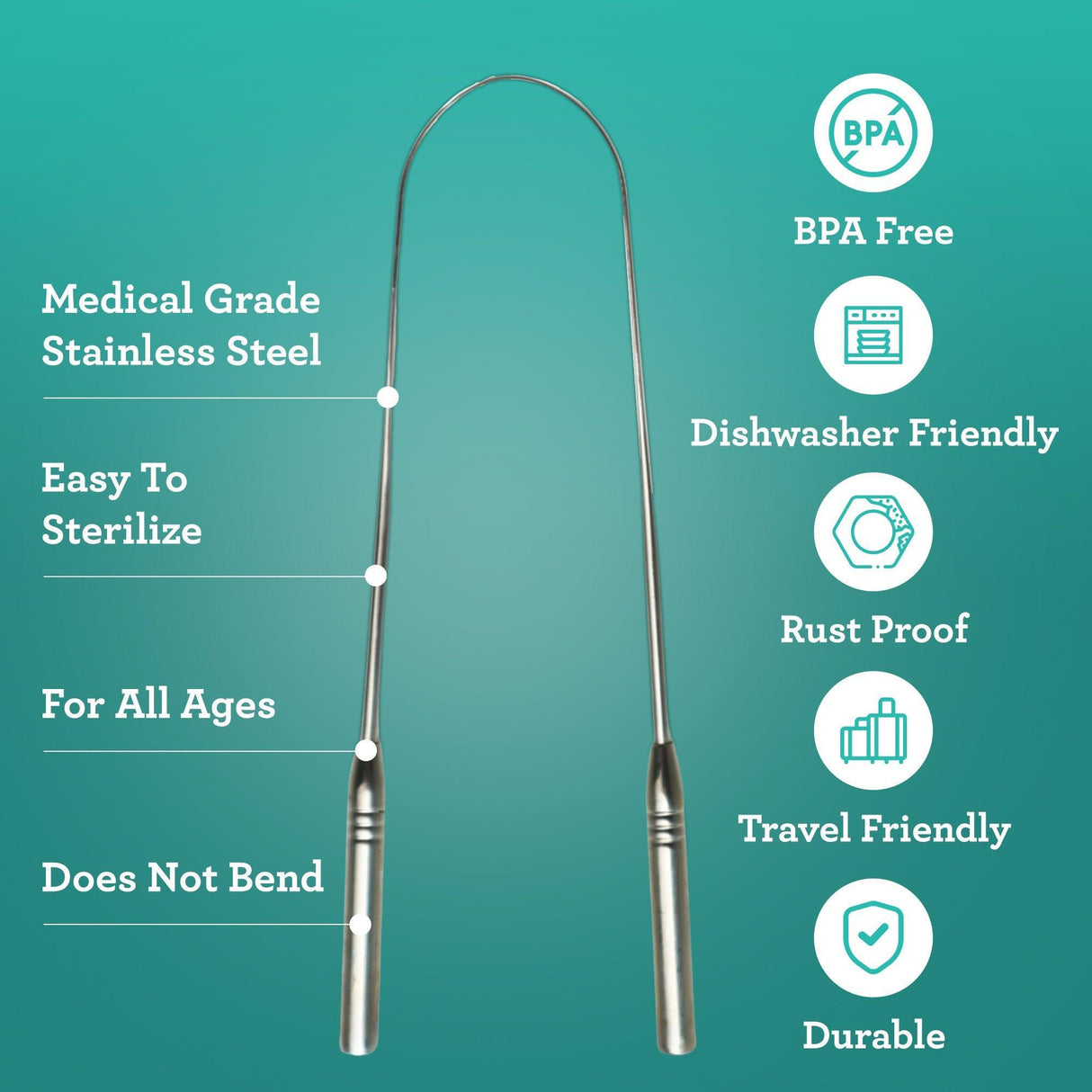 U Shaped Stainless Steel Tongue Scraper – 2 Pack