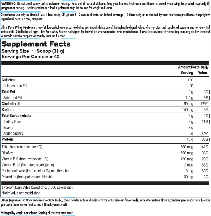 Ultra Pure Whey Protein 2lbsPowderChocolate