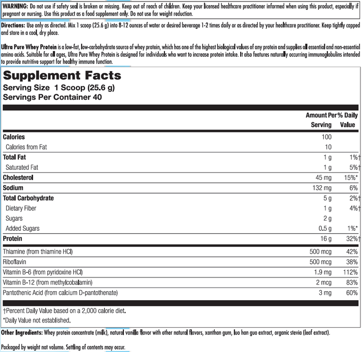 Ultra Pure Whey Protein 2lbsPowderVanilla