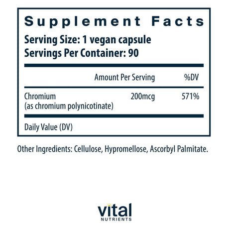 Chromium Polynicotinate 200 MCG 90 Capsules