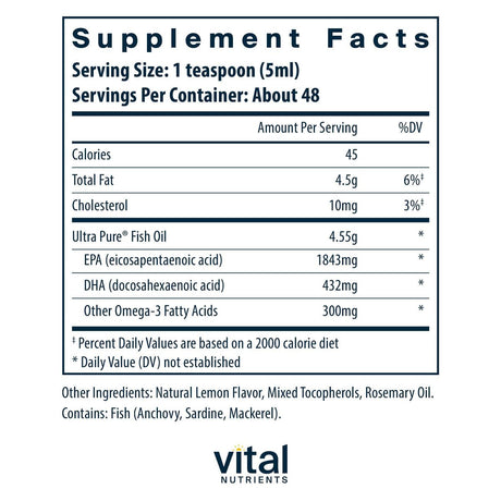 Ultra Pure Fish Oil 2600 8 Oz Liquid Lemon