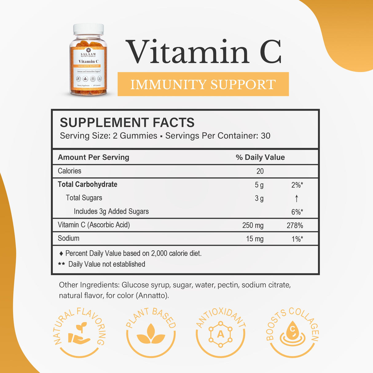 Halal Vitamin C Chewable Gummies - 60 Count | Salaam Nutritionals